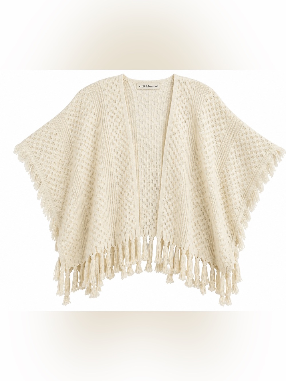 Croft& borrow white tassle poncho